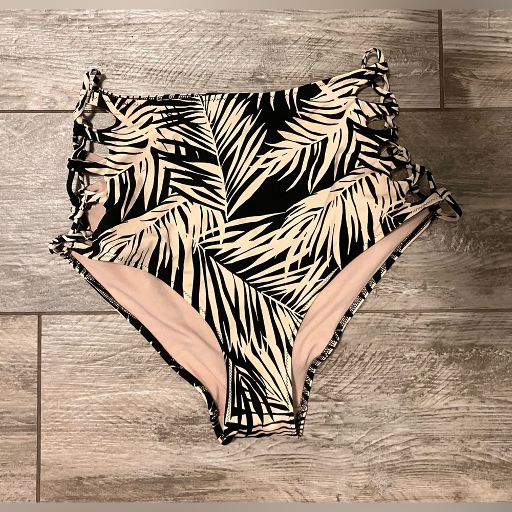 High-Waisted Leaf Print Bikini Bottom